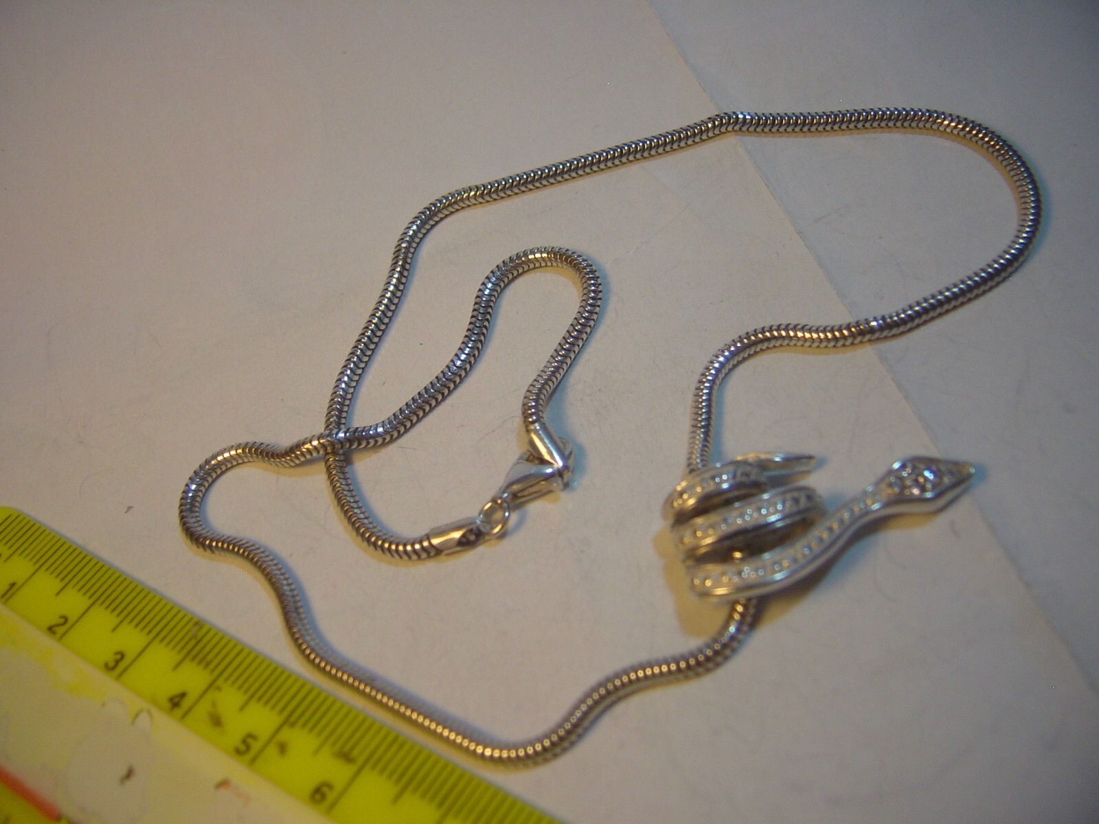Solid Silver 16" Chunky Snake Chain &Superb Cubic… - image 8