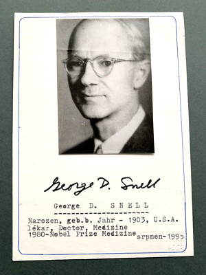 GEORGE SNELL ( 1996) Nobelpreis Medizin 1980 signed Briefkarte 10x15 Autogramm