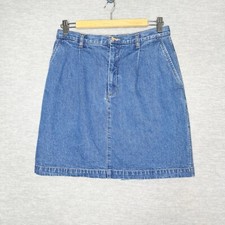 Vintage Eddie Bauer Denim Skirt Women's Size 8 Petite Jean Knee Lenth Pleated