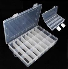 Plastic 24 Slots Adjustable Jewelry Storage Box Pill Beads Case Organizer