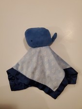 Cloud Island Blue Whale Lovey Baby Security Blanket Anchor Nautical Satin Blue