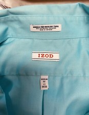 IZOD Men  s Radiance Blue Regular Fit 17 34/35 Long Sleeve Shirt Size XL