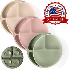 Platos De Succion De Silicona Para Bebes SE Adhieren A Las Bandejas Mesas NUEVO.