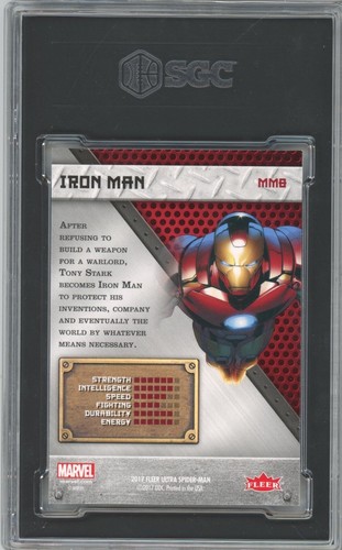 2017 Fleer Ultra Spider-Man MM8 Iron Man Marvel Metal GRADED SGC 8.5 - Picture 2 of 2