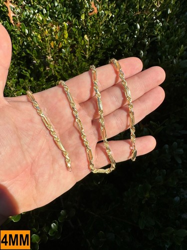 FigaRope Milano Chain Real Solid 14K Gold Plated 925 Silver Necklace Bracelet - Picture 15 of 24