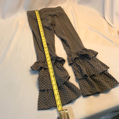 Matilda Jane Girl's Size 10 Polka Dot Brown and Tan Pants with 3 Ruffles on leg - Picture 11 of 11