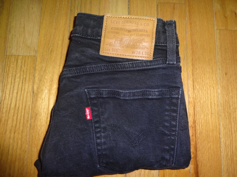LEVI'S Original 511 Big E Premium Skinny Fit Men's Black Jeans 28 x 30 --
