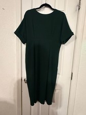 ASOS Women's Forest Green Scuba Cuffed Sleeve Midi Sheath Dress
