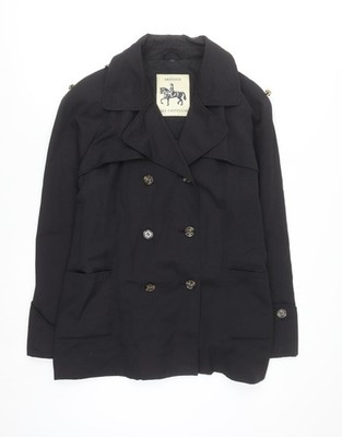 Paul Costelloe Herren Trenchcoat schwarz L mit Gürtel klassischer Stil