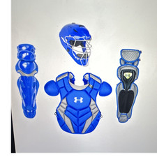Under Armour Blue Gray Catcher Gear Set Mask Chest Protector Leg Guard