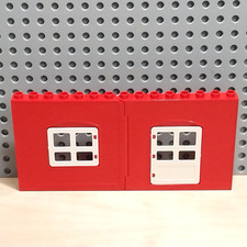 LEGO Duplo Hauswand  Seitenwand rot 2 teilig Türe Fenster