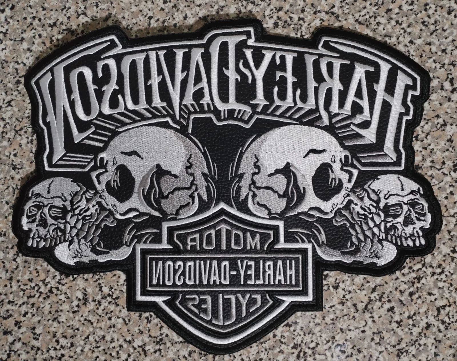 HARLEY DAVIDSON 4 SKULL PATCHES CLASSIC DESIGN GRAY COLOR FOR SEWING
