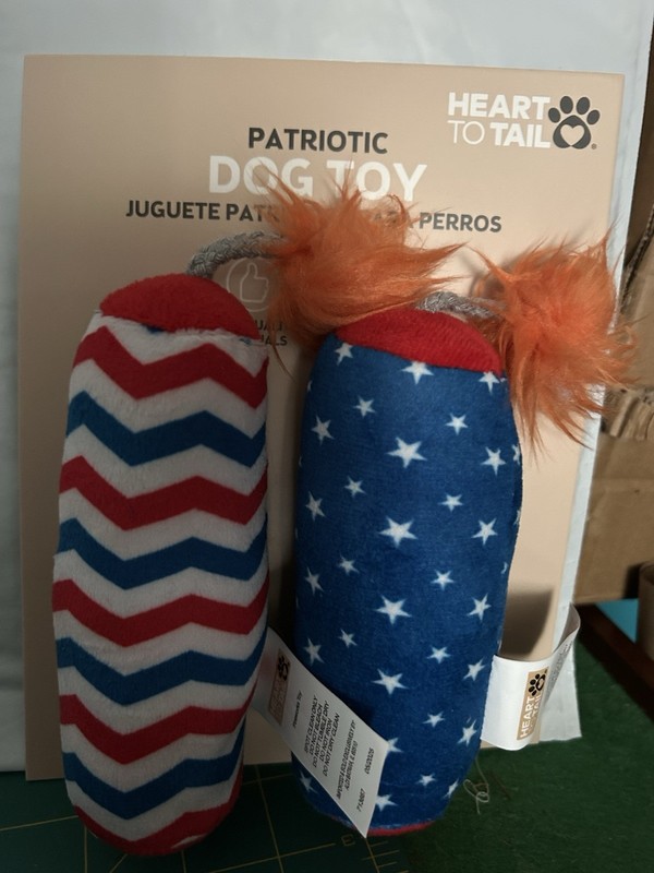 Heart To Tail Patriot Fireworks Plush Squeaky Dog Puppy Toys S-M, New