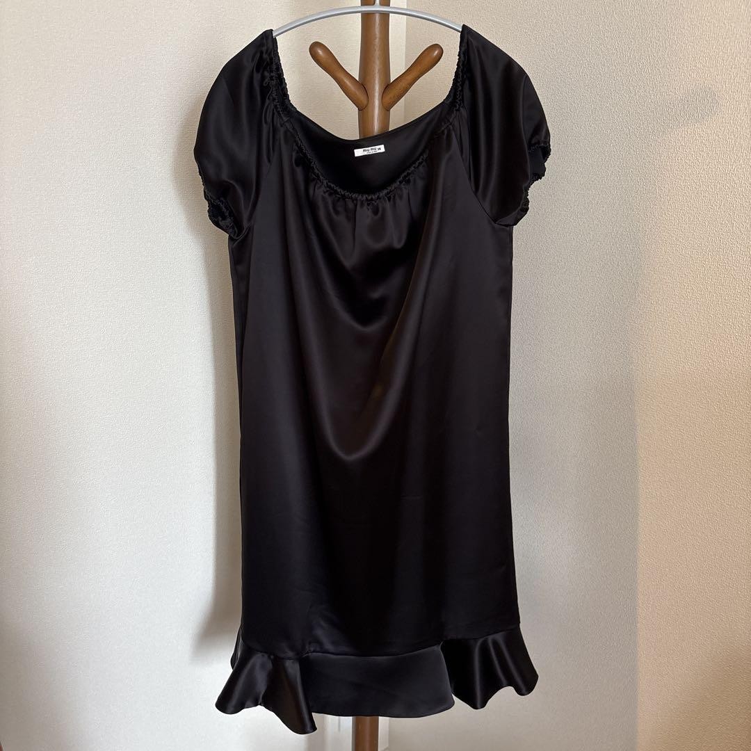 miu miu silk dress Miu Miu Italy. Vintage Navy Blue Silk Dress