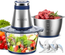 KOIOS Food Processor, 500W Electric Food Chopper with 2 Bowls (8 Cup+8 Cup)