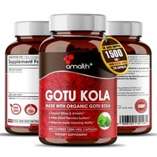 Poudre de Gotu Kola Bio Centella Asiatica 1500mg Capsules - Memory 120 Count