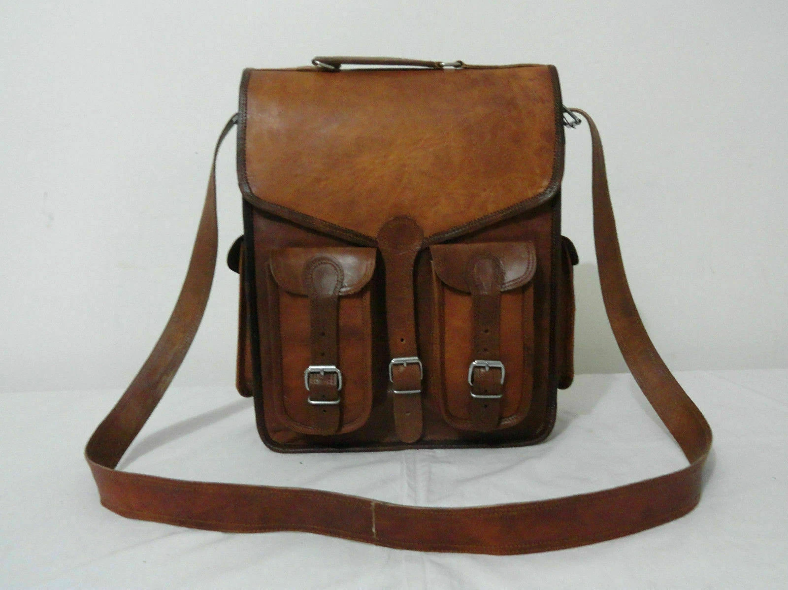 Bag Messenger Backpack Leather Men Rucksack Vintage S Laptop Genuine Satchel New