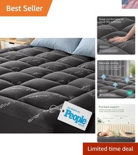 Dark Gray Bamboo Mattress Topper - Ultra Soft and Machine Washable for Easy Care