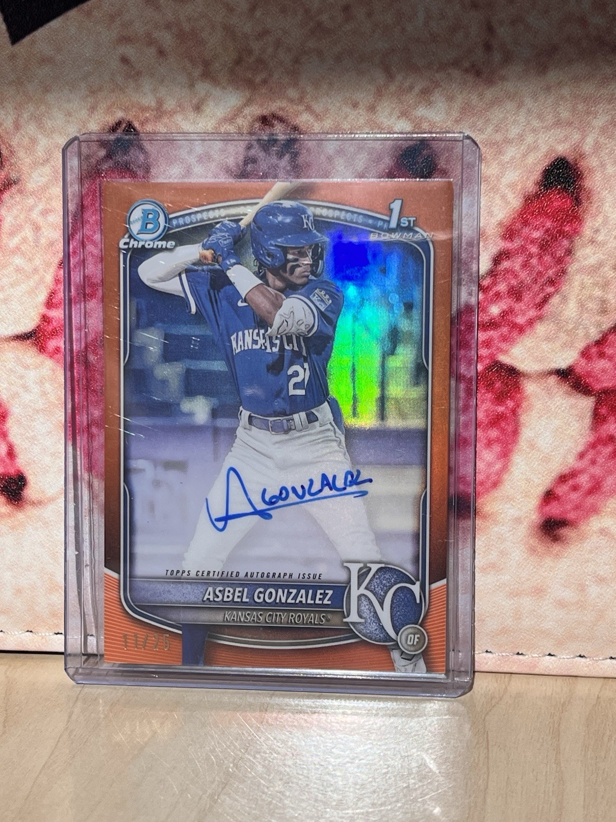 2025 Bowman Chrome #CPA-AG Asbel Gonzalez 1st Orange Refractor Auto 11/25 Royals