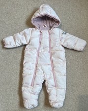 DKNY Jeans Baby Girl Pink Snowsuit Pramsuit 6–9 Months Hooded Padded
