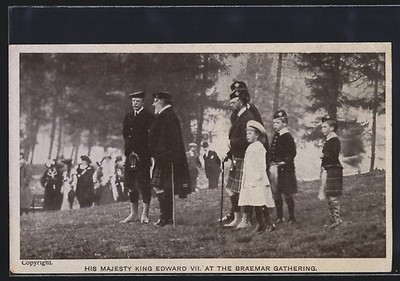His Majesty Kind Edward VII. at the Braemar Gathering, Ansichtskarte 