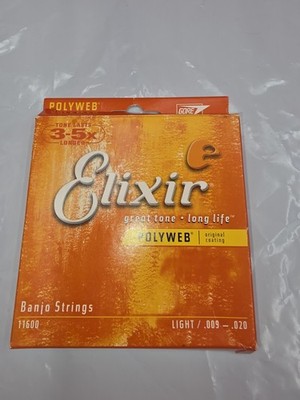 Elixir Banjo Strings Light Gauge .009-.020 Nickel Plated Steel 11600 New Set
