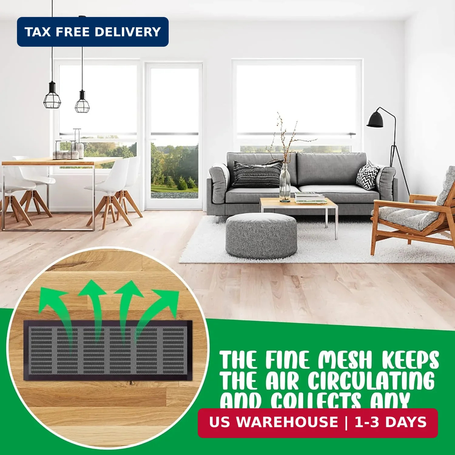 как выглядит 8pcs Floor Vent Mesh Covers, 5.5x12" Magnetic Air Vent Screen Register Trap, Rec фото