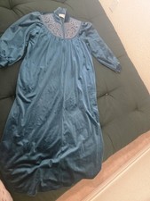 Vtg NOS Anne Leslie Turquoise Velour 3/4 Zip Housecoat Robe Sz L USA Made NWOT