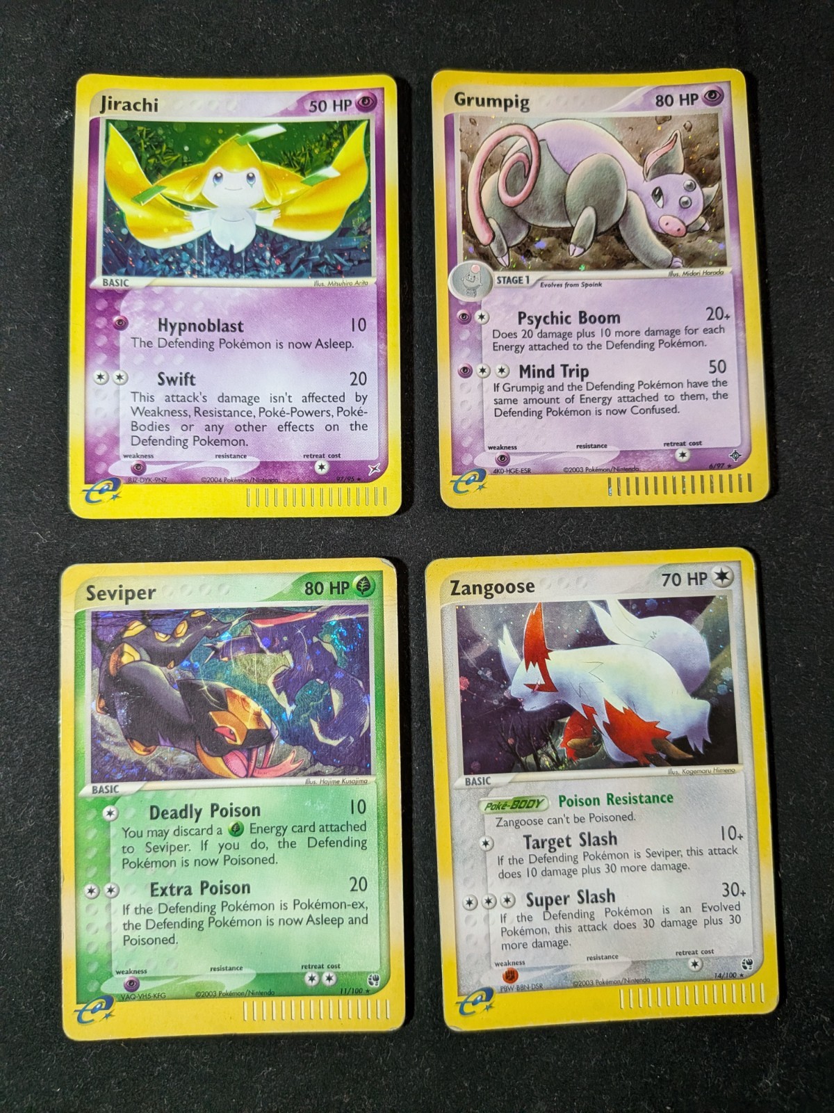 Pokemon TCG EX Series Era - Lotto 4 Carte Holo Jirachi Grumpig Zangoose Seviper ENG