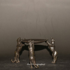 Early Collection of Bronze Beast King Tiger Three Legged Wax Platform Ornaments