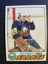 1977-78 O-Pee-Chee OPC Hockey Don Edwards Buffalo Sabres Rookie Card #201. rookie card picture