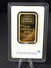 1 Ounce Credit Suisse Gold Bar .9999 Fine In Assay 2016 Gold! Vintage! DEAL!