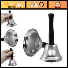 2 Pack Loud Hand Bells - Silver Dinner Bells with Handle for Classroom & Events