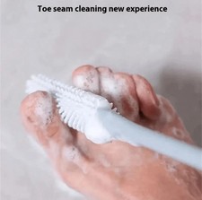 Silicone Foot Cleaning Brush Toe Gap Scrubber with Long Handl for Elderly Shower