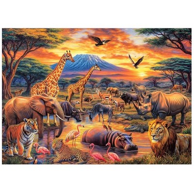Puzzle 1000 Teile Afrikanische Tiere Puzzle für Erw. und Kinder ab 14 Jahre
