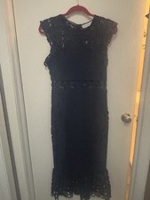 $89 Petal & Pup Lauren Lace Overlay Midi Dress | Navy | US 6