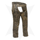 Motorcycle Chaps Men Women Distressed Brown Cowhide Leather Biker Riding Chaps