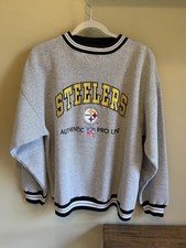 Vintage Logo Athletic Pittsburgh Steelers Sweatshirt Mens XL Grey NFL Pro Line