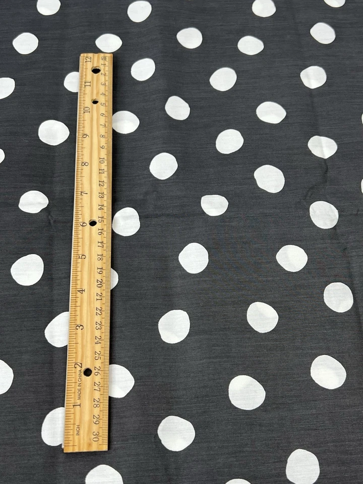 Vintage Cotton Blend Fabric 1 Yard 44" Wide Black Large White Dots Unbranded - Image 2 of 4