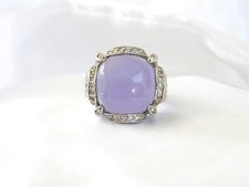 Vintage Sterling Silver 925 Chunky Large Lavender Jade Ring Size 10
