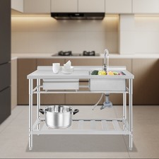 Single Bowl Kitchen Sink Commercial Sink Stainless Steel Sink Free Standing   