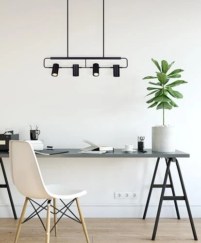 CANARM IST697B04BK10 LEAL 4 LUCES LINEAL COLGANTE PISTA ILUMINACIÓN COLGANTES - NEGRO Foto 3 de 4