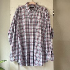 Peter Miller Button Down Long Sleeve Size XXL Pink Blue Plaid 100 Cotton EUC