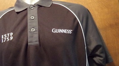 Guiness Beer Shirt Small Black Gray White Polo Sharp Excellent Condition