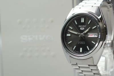 N MINT in Box* Seiko 5 7S26-0480 Black Dial Silver Automatic Mens