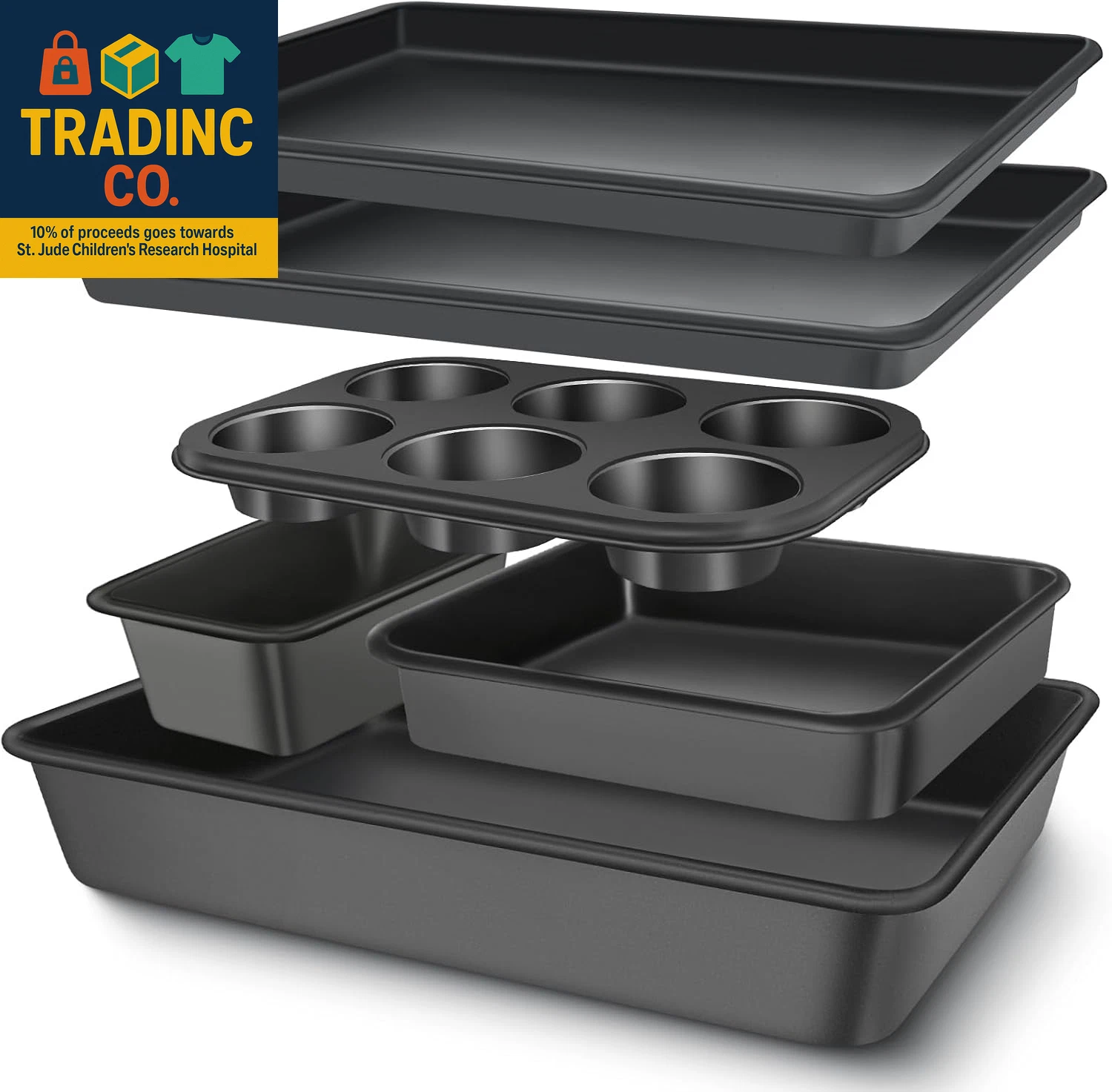 Baking Pans Set, Nonstick Bakeware Sets, Oven Pans for Cooking, 6 Pieces Baking