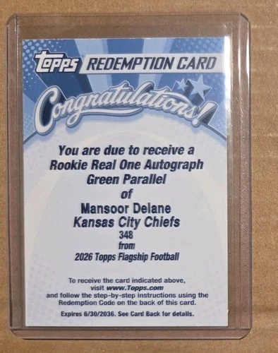 2026 Topps Flagship Football Mansoor Delane Real One Auto Green #99 Kansas City