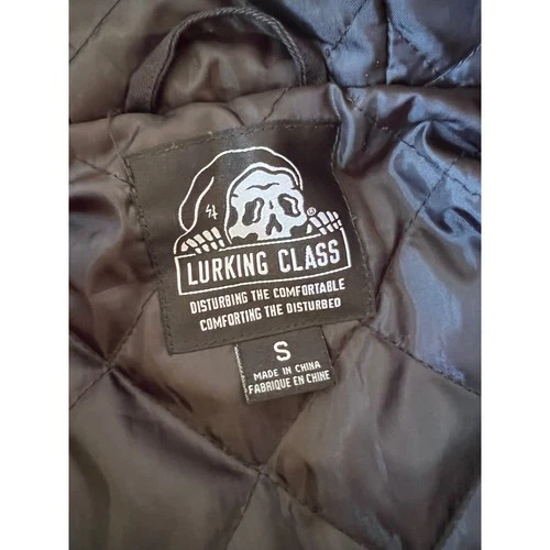 Lurking Class by Sketchy Tank Black Hooded Canvas Jacket Skull Patches Mens S image 8