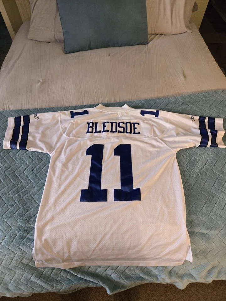 Camiseta deportiva blanca Drew Bledsoe Dallas Cowboys #11 talla grande Reebok Foto 2 de 4