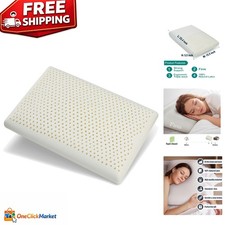 Firm Latex Pillow, Natural Latex Foam Pillow with Removable Cotton Cover, Sta...
